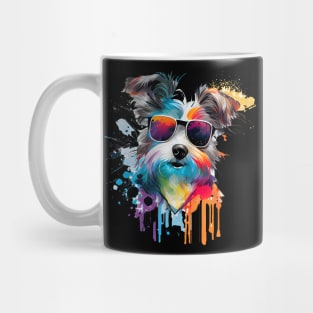 Colourful Cool Yorkshire Terrier Dog with Sunglasses Mug